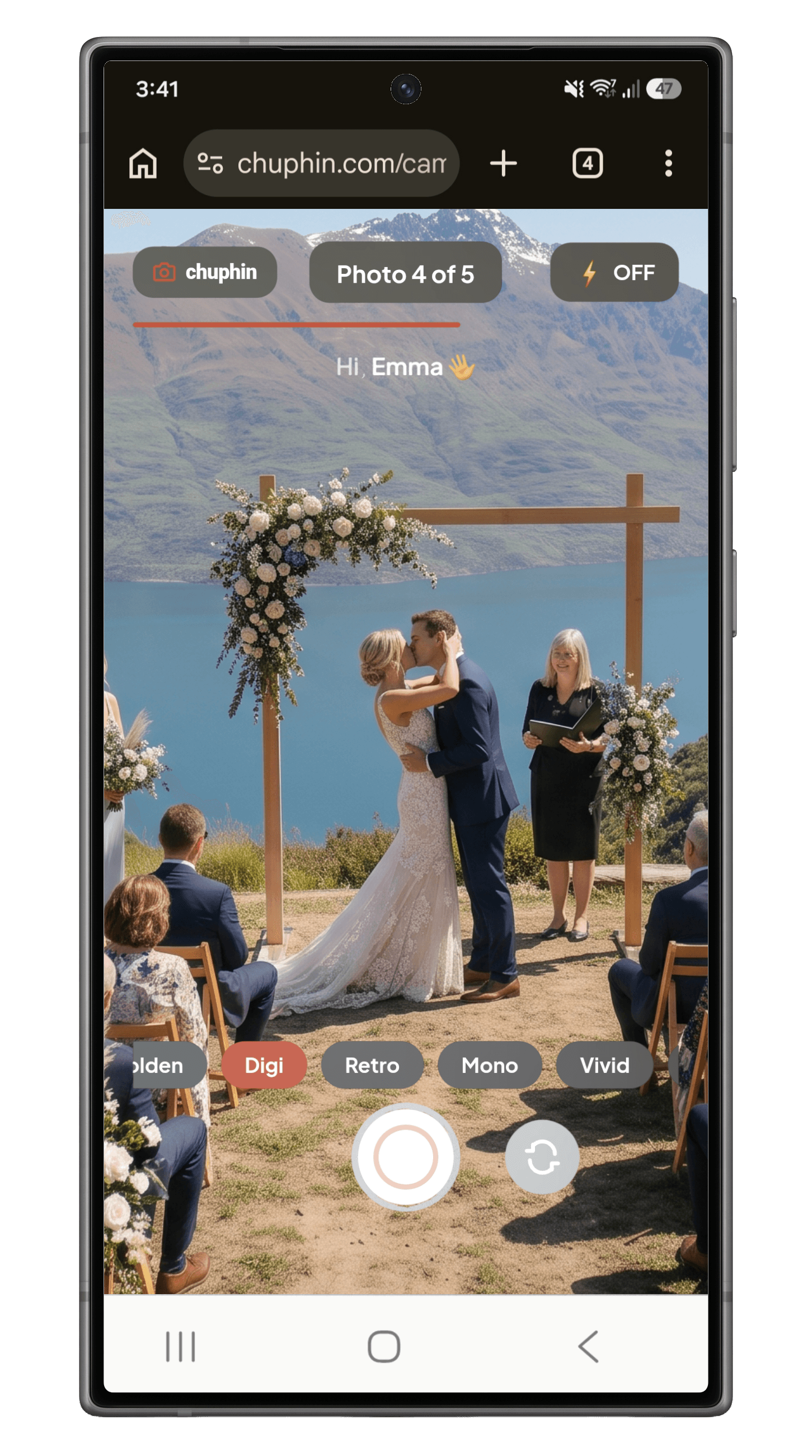 Guest taking a photo at an event using Chuphin
